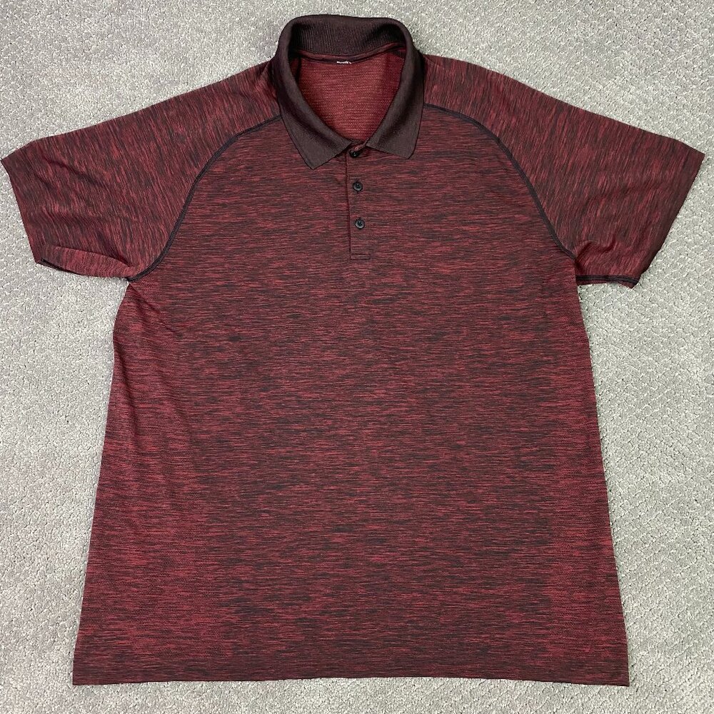 Lululemon Metal Vent Tech Polo Shirt Men's XXL Burgundy Red Golf Performance